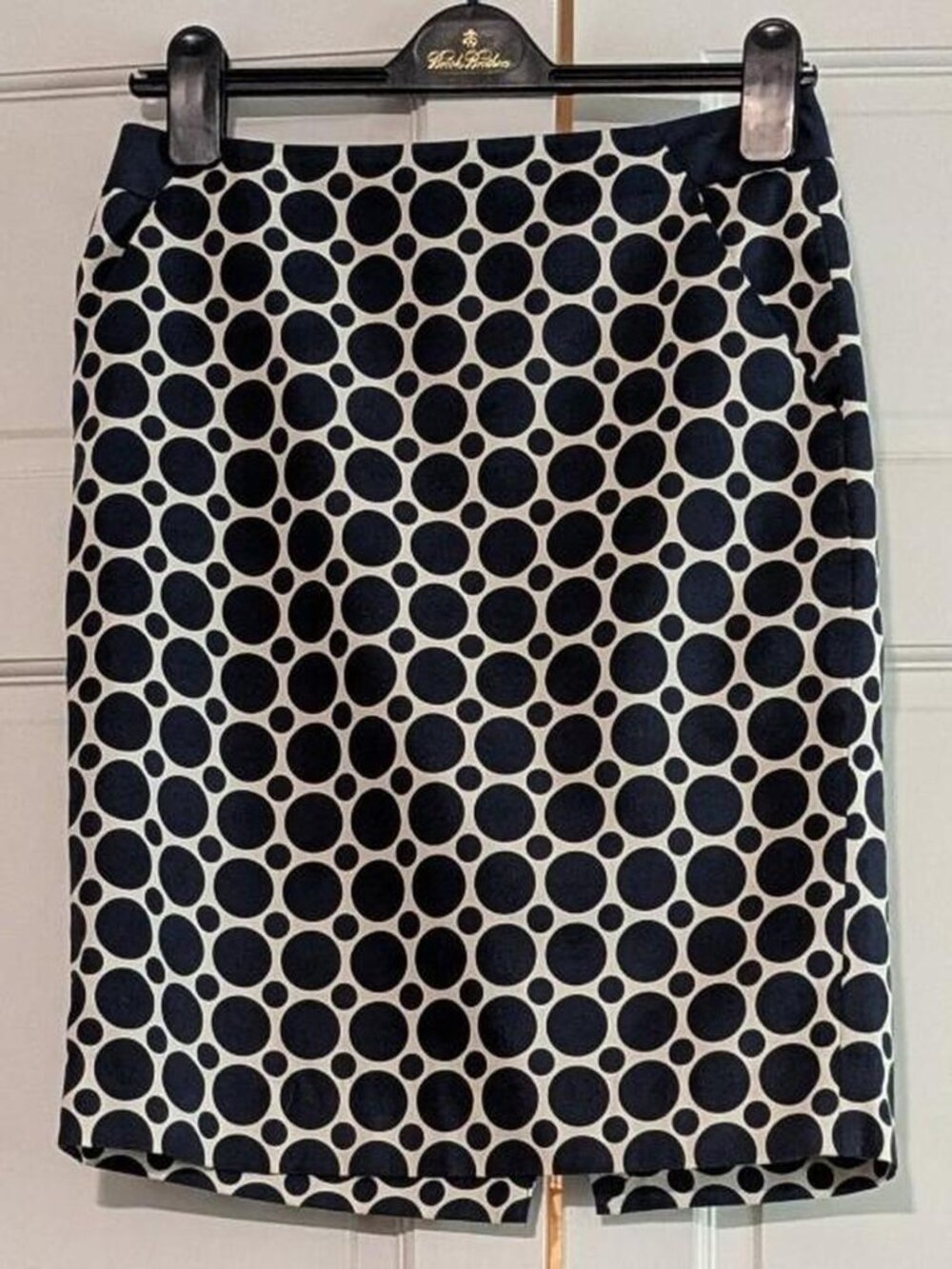 The Limited Navy Blue Geometric Polka Dot Pencil Skirt - Size 2